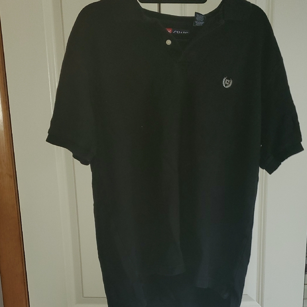 Chaps Black Polo Shirt Classic Cotton Blend